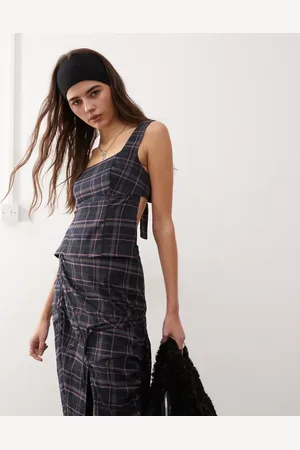COLLUSION Tie back cami top co-ord in check