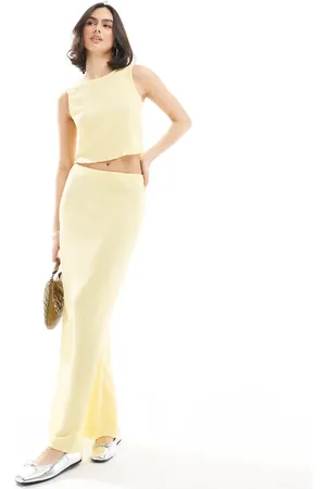 VERO MODA Textured maxi skirt co-ord in pale banana