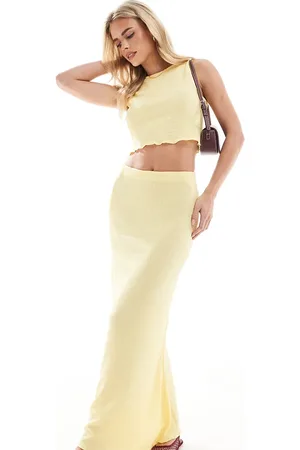 VERO MODA Textured maxi skirt co-ord in pale banana