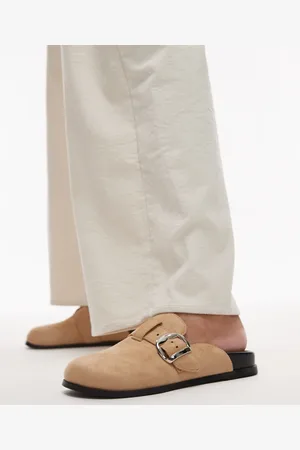 Topshop Beck clog in tan suede