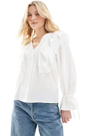 VERO MODA Ruffle blouse with tie sleeves in