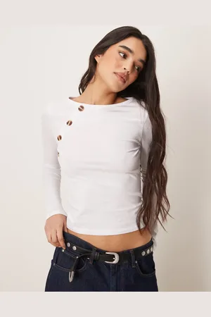 ASOS Long sleeve top with button detail in ecru