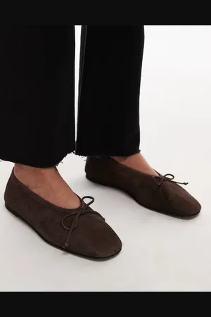 ARKET Square toe suede ballet flat in chocolate