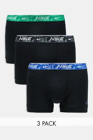 Nike Everyday Cotton Stretch 3 pack trunk with coloured waistband in /blue/green