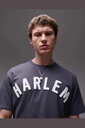 Topman Premium oversized fit t-shirt with Harlem chenille embroidery in washed