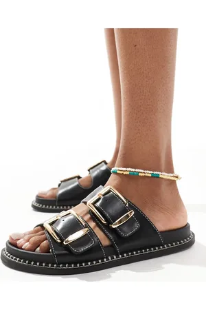 New Look Contrast stitch double strap sandal in
