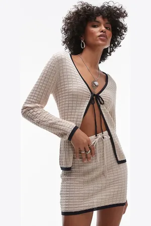 Rhythm Seaside long sleeve knit contrast top co-ord in oat