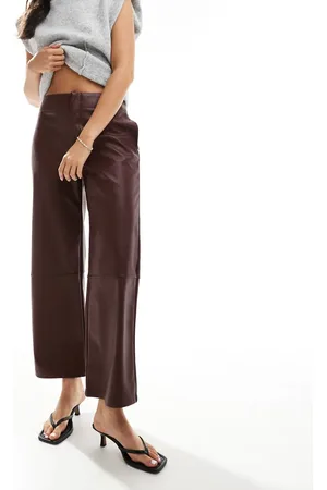 ASOS Faux leather ankle grazer trousers in dark cherry