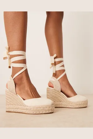 ASOS Tyra closed toe wedges in natural linen