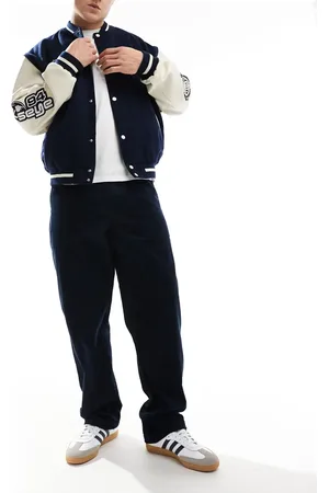 ASOS Baggy cord trousers in navy