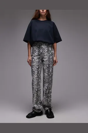 Topshop Kort high rise straight jean in snake print