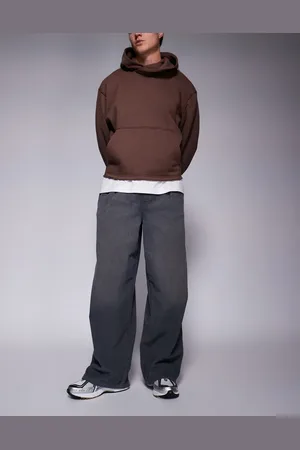 ASOS Super baggy cord trousers in washed charcoal