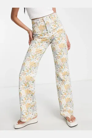 Topshop 90s flare retro floral pattern jean in