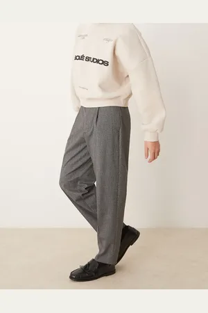 ASOS Smart oversized tapered trousers with front pleat in & white micro check