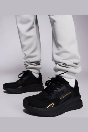 EA7 Armani logo mesh mix trainer in and gold