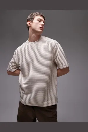 Topman Oversized fit smart rib t-shirt in stone