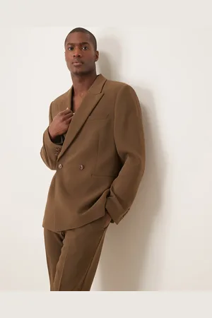 ASOS Slim suit jacket in khaki texture