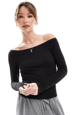 ONLY Long sleeve bardot top in