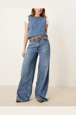 ASOS Wide leg jean in midwash - MBLUE