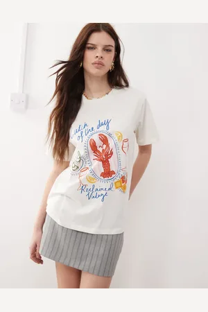 Reclaimed Lobster dinner print oversized t-shirt in