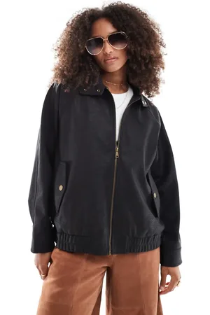 ASOS Leather look bomber jacket in