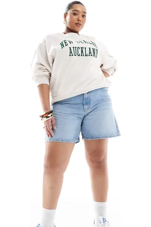 ASOS ASOS DESIGN Curve denim dad short in midwash