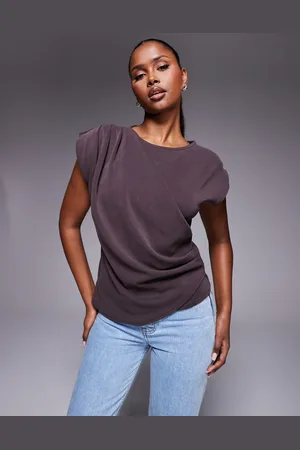 ASOS Cupro drape detail short sleeve t-shirt in