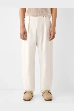 Bershka Collection wide leg tailored trousers in ecru