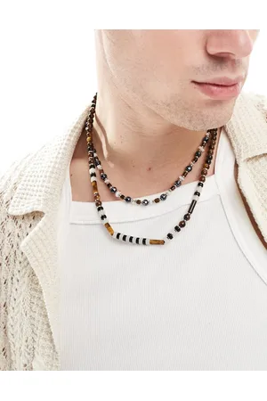 ASOS 2 pack semi-precious beaded necklace in