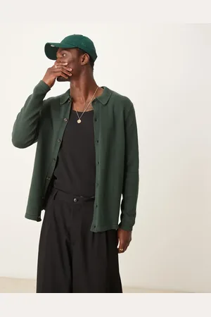 ASOS Midweight knitted button through cardigan in dark