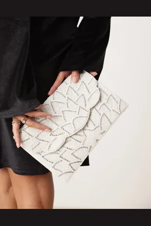 True Decadence Patterned beaded envelope clutch bag in