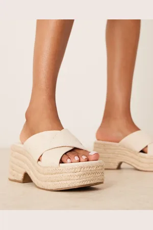 ASOS Toy cross strap wedges in natural fabrication