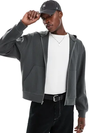 ASOS Boxy hoodie in waffle textured