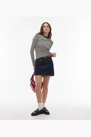 Topshop Denim pelmet mini skirt in raw look indigo
