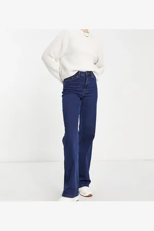 Pieces® Peggy high waisted wide leg jeans in dark