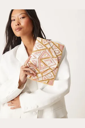 True Decadence Patterned sequin envelope clutch bag in
