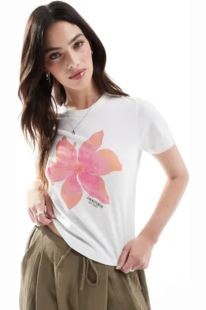 JJXX Baby t-shirt with pink orange flower print in