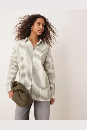 VILA Oversized boyfriend fit shirt in oil stripe