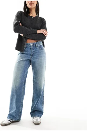 Hollister Curvy mid rise baggy fit jean in medium wash