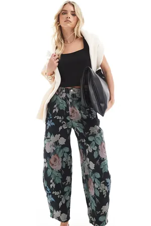 ASOS Petite barrel leg trouser in floral print