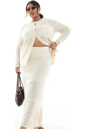 VERO MODA Crochet maxi skirt co-ord in cream