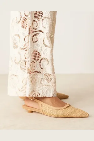 Glamorous Slingback low heeled shoes in natural raffia