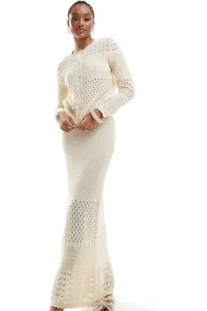VERO MODA Crochet maxi skirt co-ord in cream