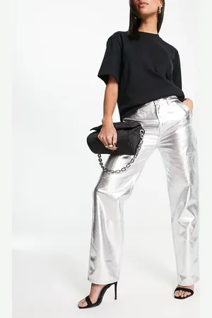 Pull&Bear High waisted metallic jeans in