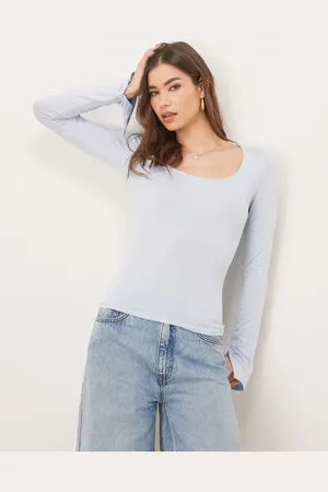 Gina Tricot Soft Touch long sleeve top with scoop neck and split cuffs in