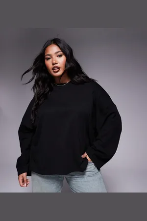 ASOS ASOS DESIGN Curve long sleeve t-shirt with knot back detail in black
