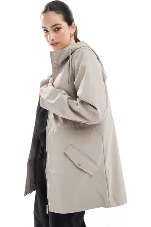 VERO MODA Hooded rain jacket in moon rock