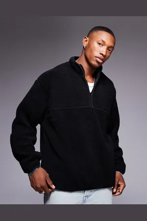 ASOS Oversized borg quarter zip sweatshirt in