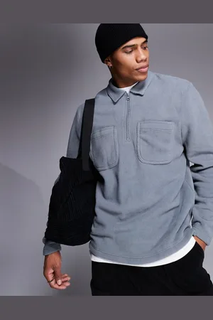 ASOS Fleece sweatshirt with quarter zip and collar in