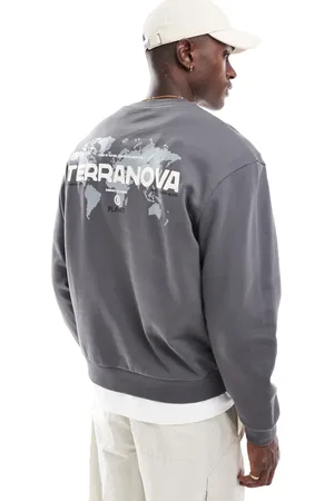 ASOS Oversized sweatshirt with map and text print in washed black